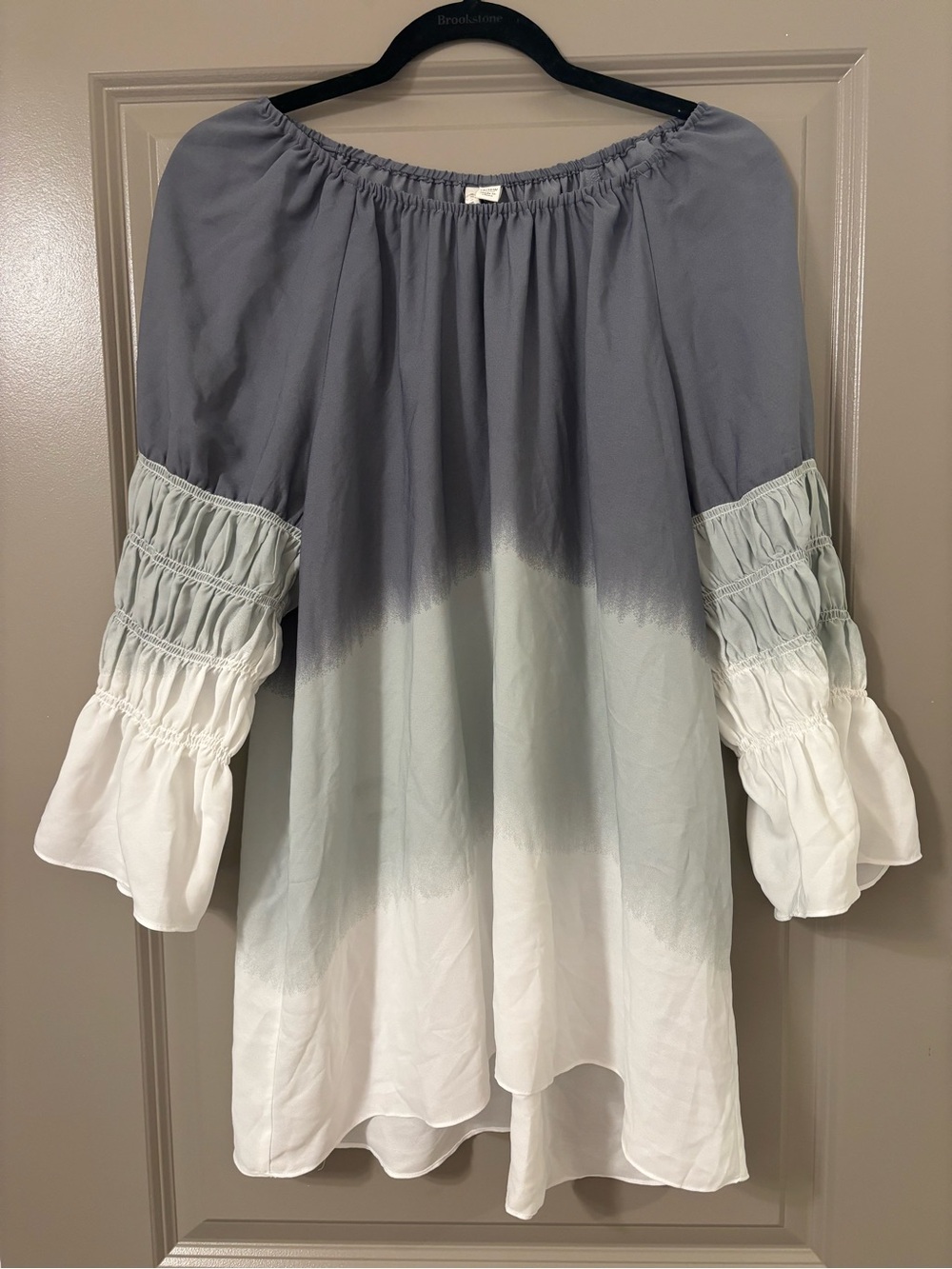 Cato Blue Gray and White Ombre Peasant Blouse